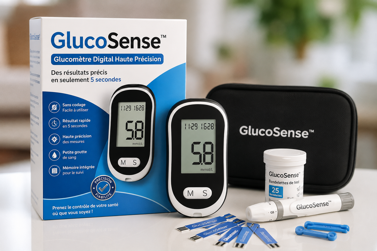 GLUCOSENSE™ | Glucomètre Digital Haute Précision